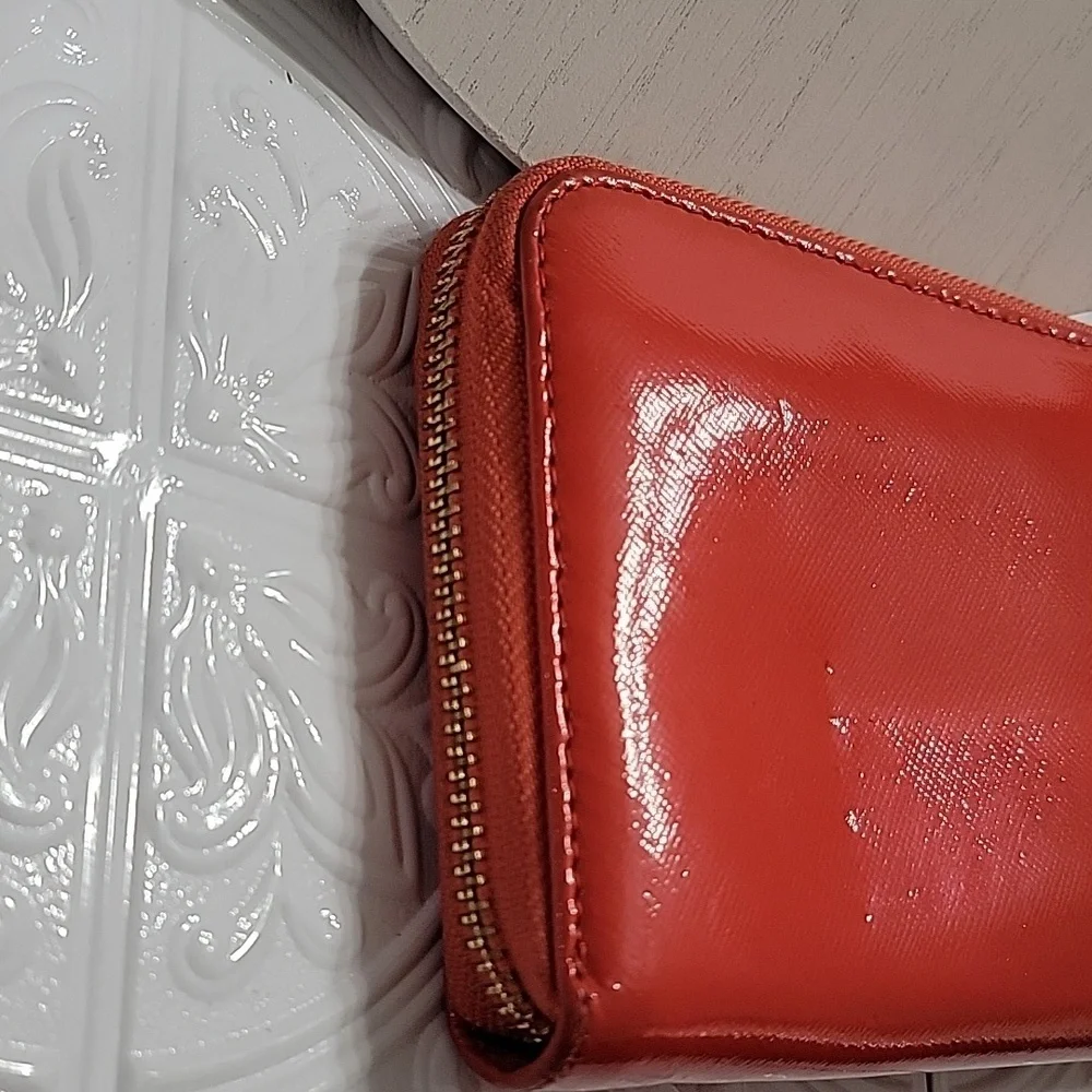 Tory Burch Poppy Red Robinson Continental Patent Leather Wallet